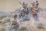 Charles M Russell Mad Cow USA oil painting reproduction